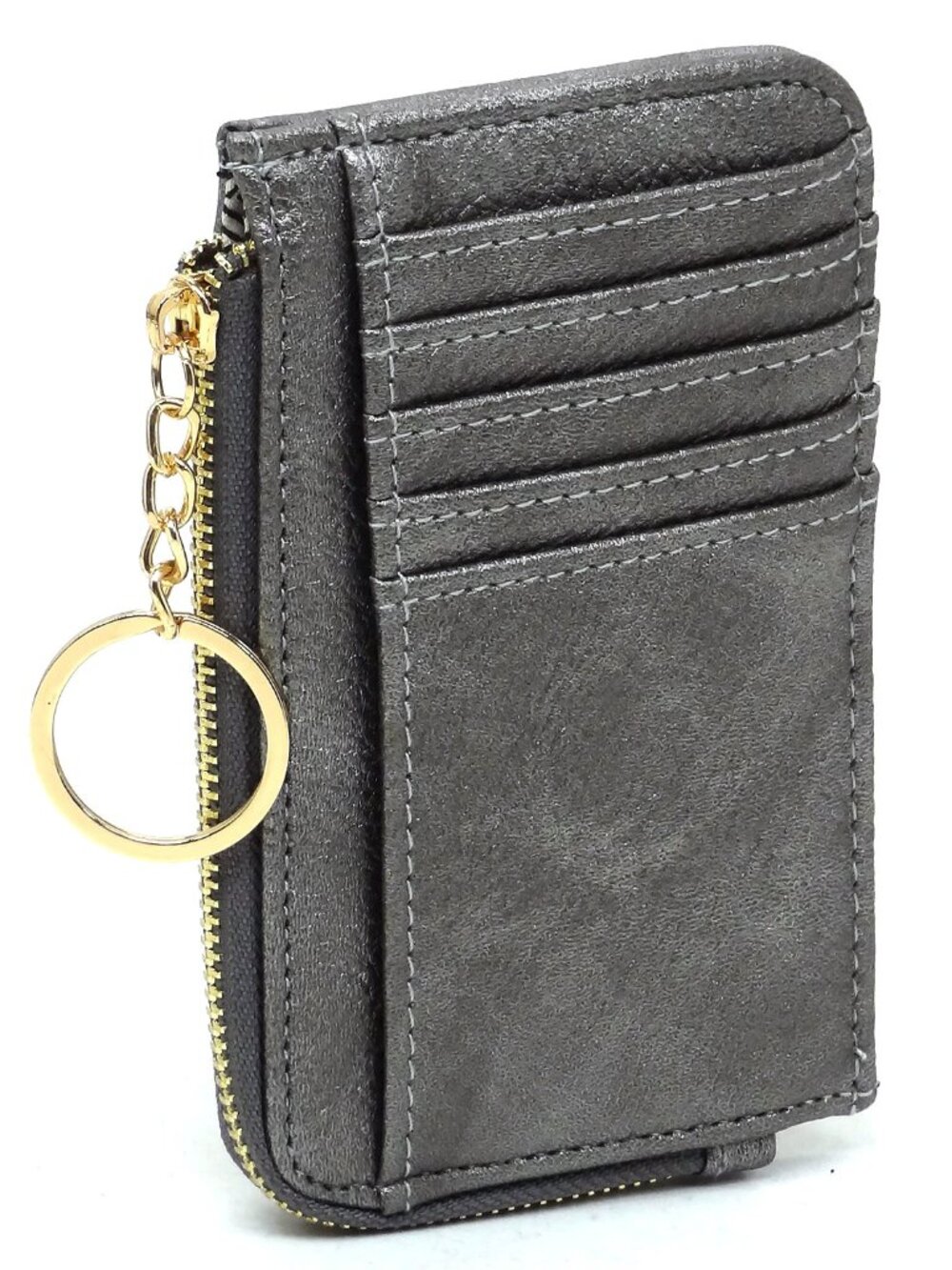 Fashion Card Holder Keychain Wallet - Pewter